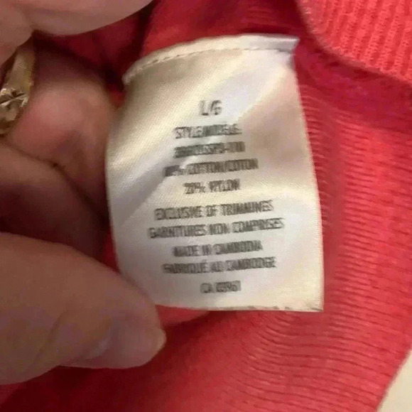 Denver Hayes soft, cotton/nylon  button down sweater, 3/4 sleeves, coral - Picture 5 of 6